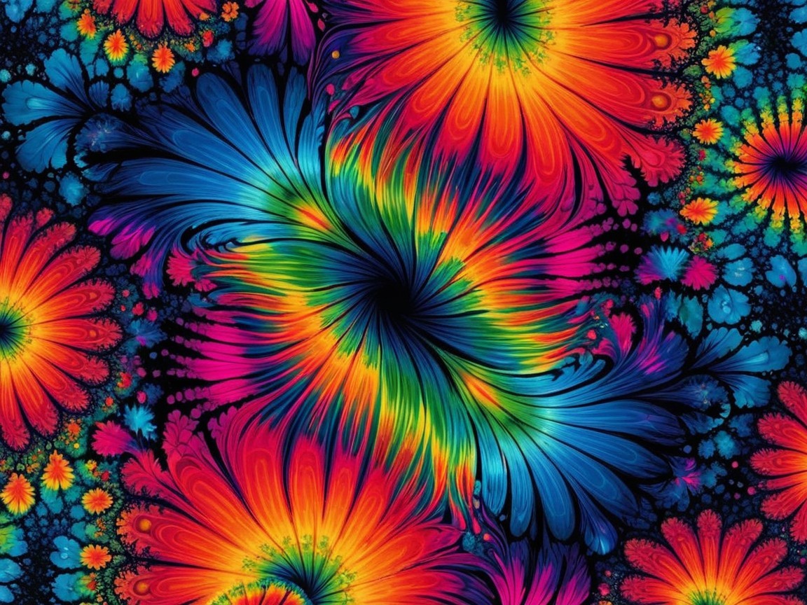 Abstract Floral Kaleidoscope with Vibrant Colors