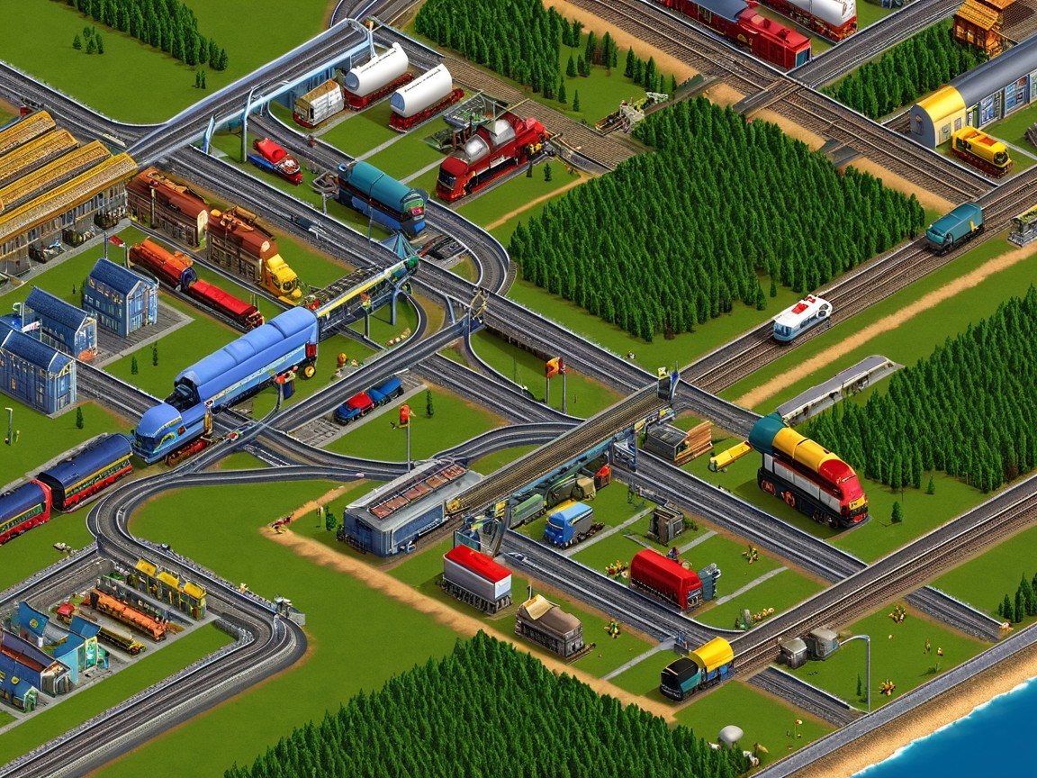 Detailed Railway Simulation Scene with Vibrant Landscape