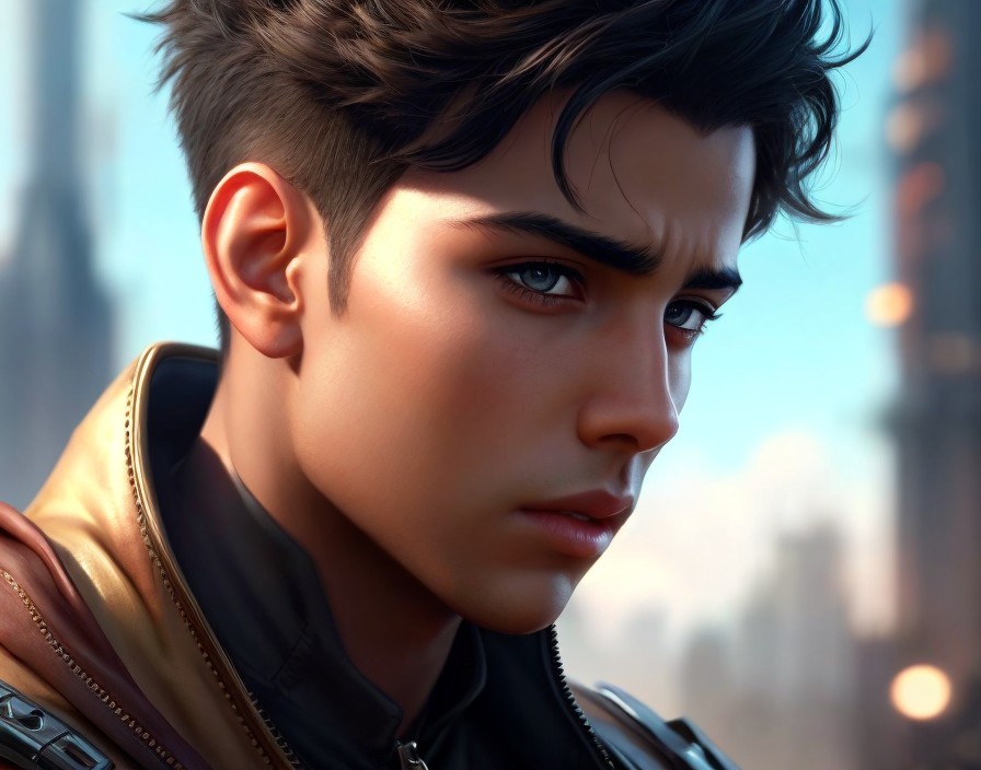 Digital Artwork of Young Male in Leather Jacket