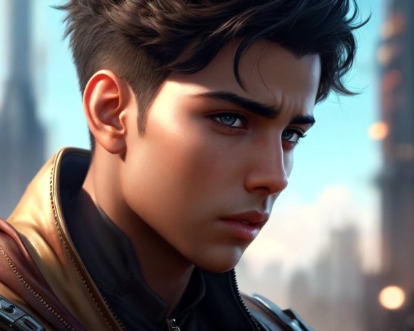 Digital Artwork of Young Male in Leather Jacket