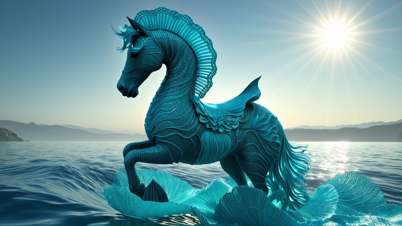 Majestic Sea Creature Resembling a Horse in Water