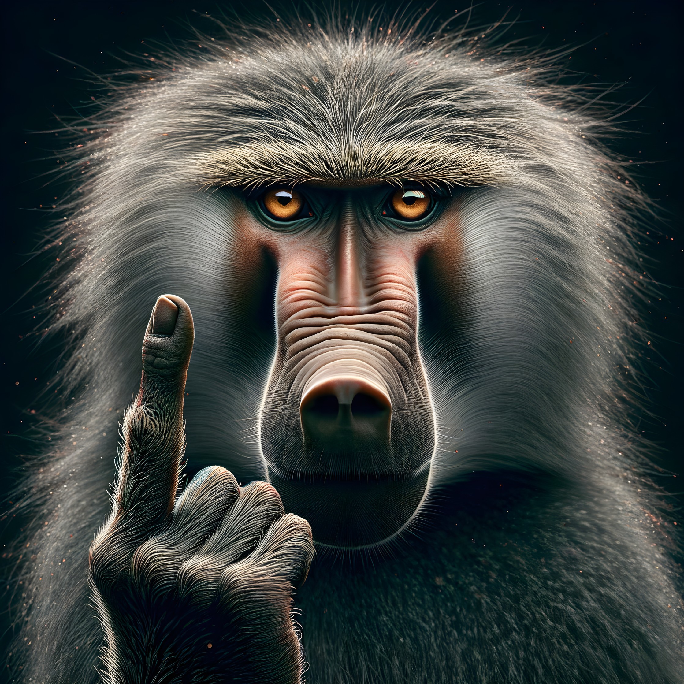 Close-Up of a Baboon with Expressive Features and Fur