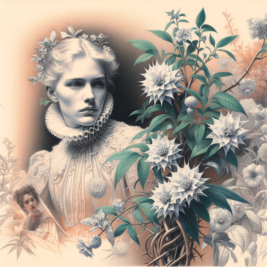 Serene Portrait of Woman in Vintage Ruffled Collar