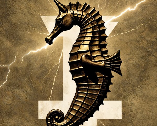 Stylized Gold Seahorse on Earth-Toned Background