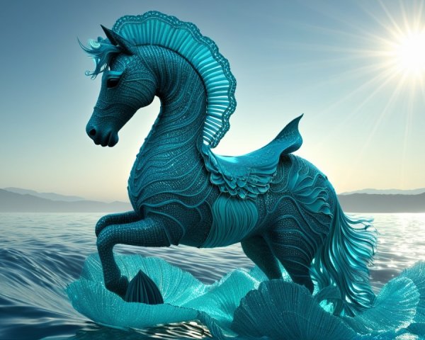 Majestic Sea Creature Resembling a Horse in Water