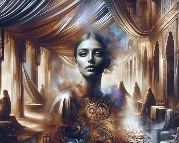 Ethereal Woman in Mystical Colorful Setting