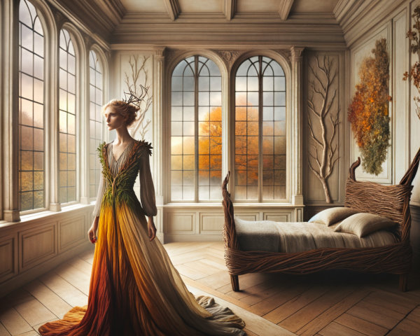 Elegant Figure in Autumn-Inspired Room Decor