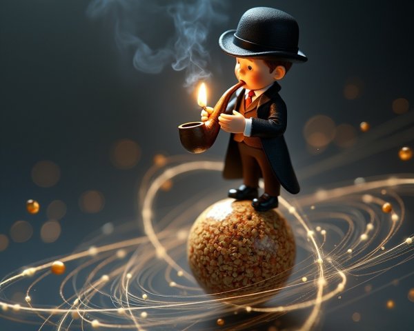 Cartoonish Victorian Figure on Textured Sphere