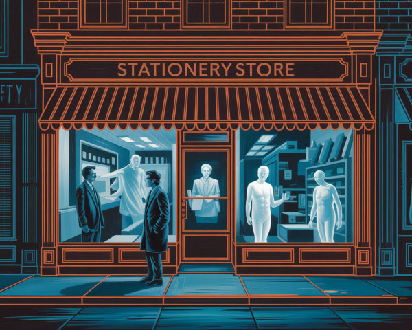 Whimsical Stationery Store with Geometric Design