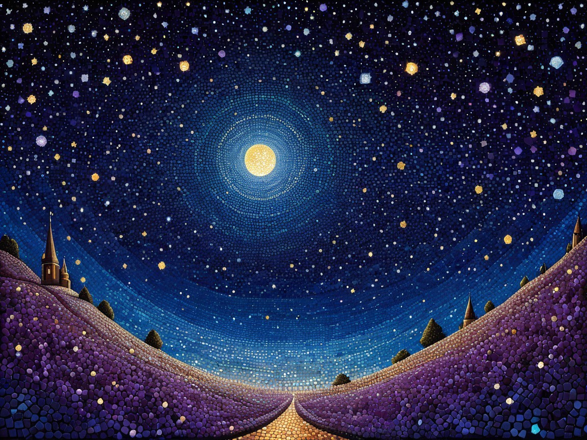Tranquil Night Scene with Moon and Starry Sky