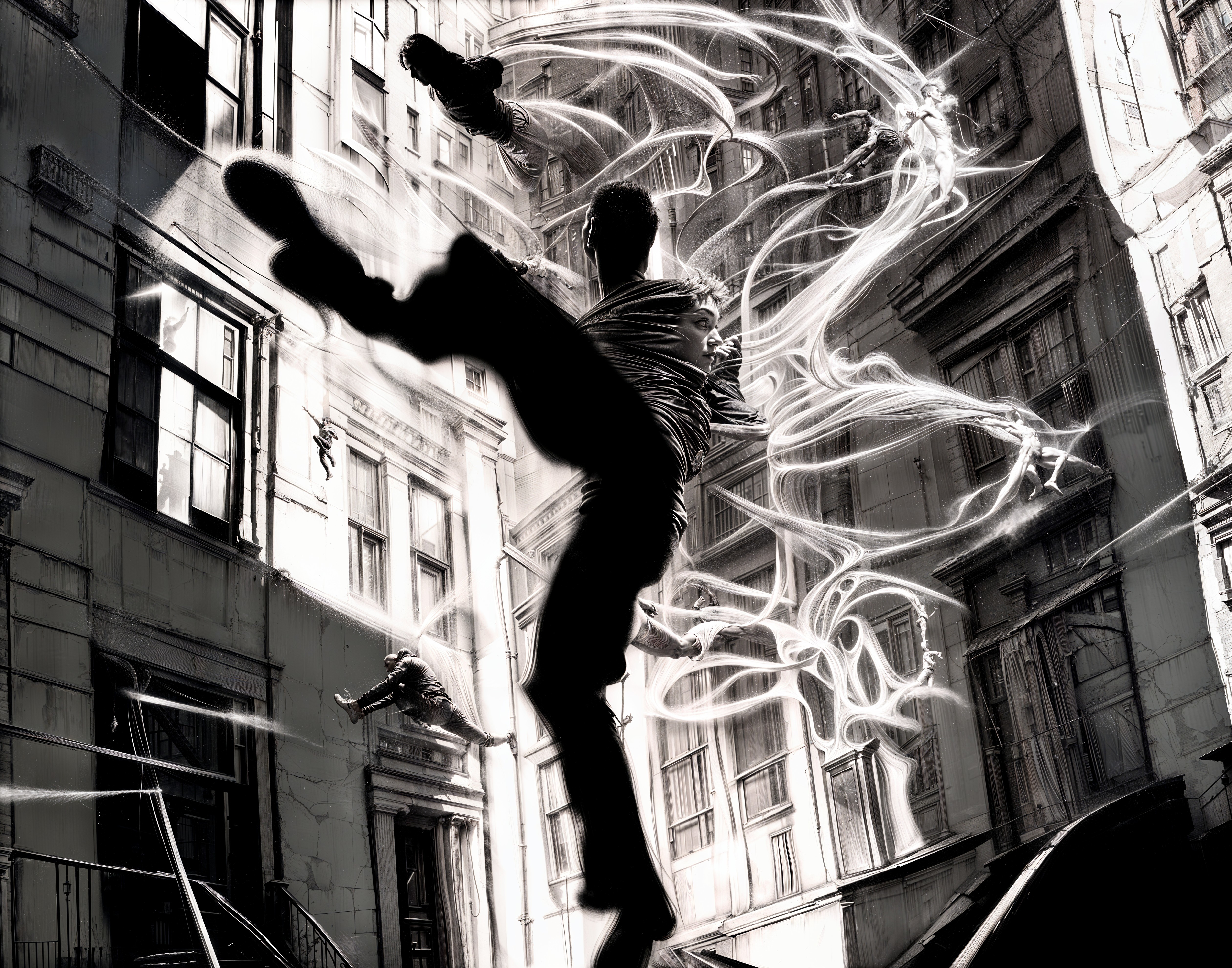Dynamic Urban Kick with Ethereal Light Trails