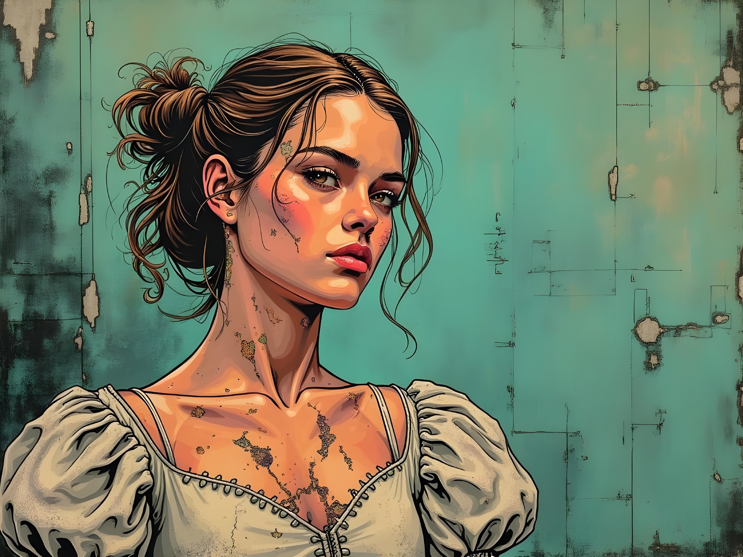 Portrait of a Young Woman with Thoughtful Expression