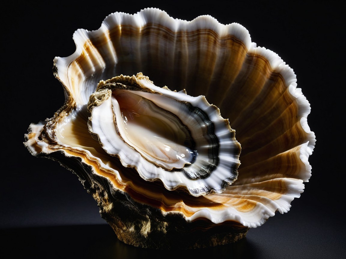 Intricate Shell with Glossy Layers and Patterns