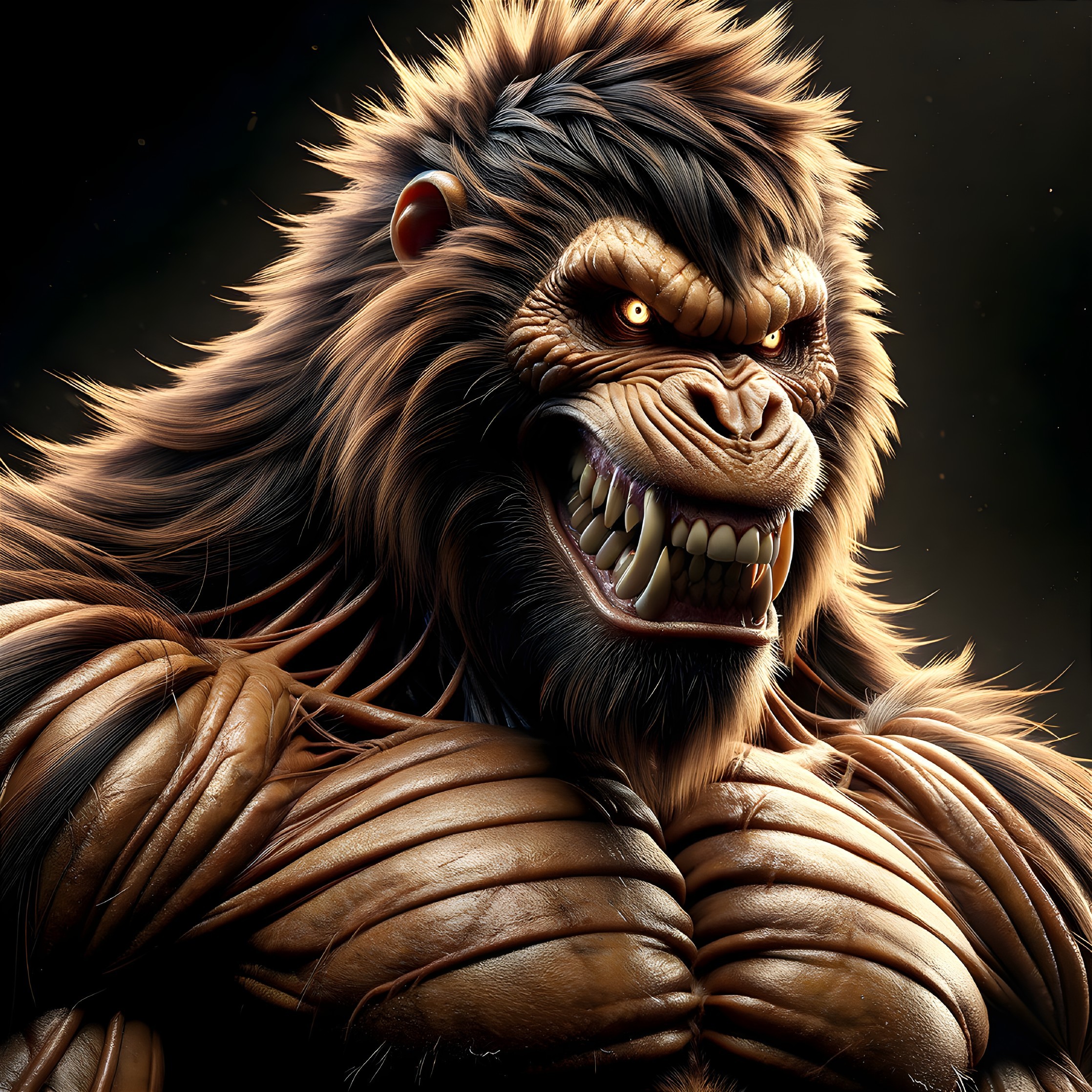 Angry Muscular Anthropomorphic Lion Illustration Details