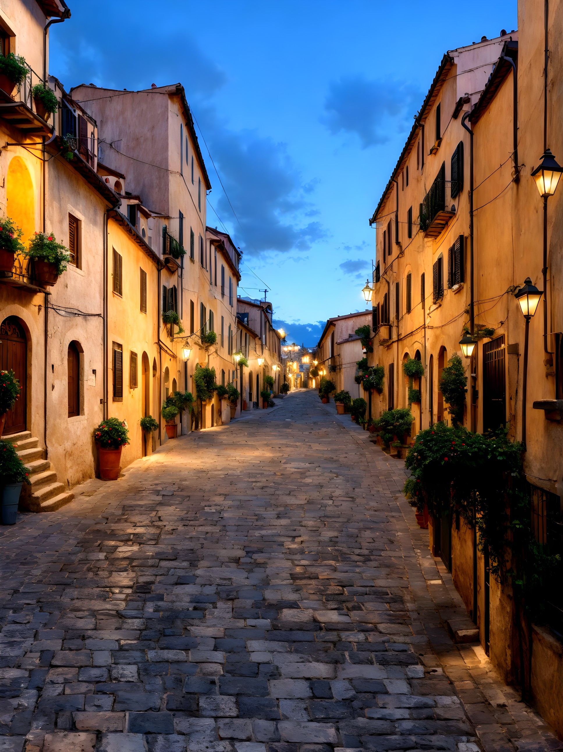 Enchanting Night in an Italian Alley