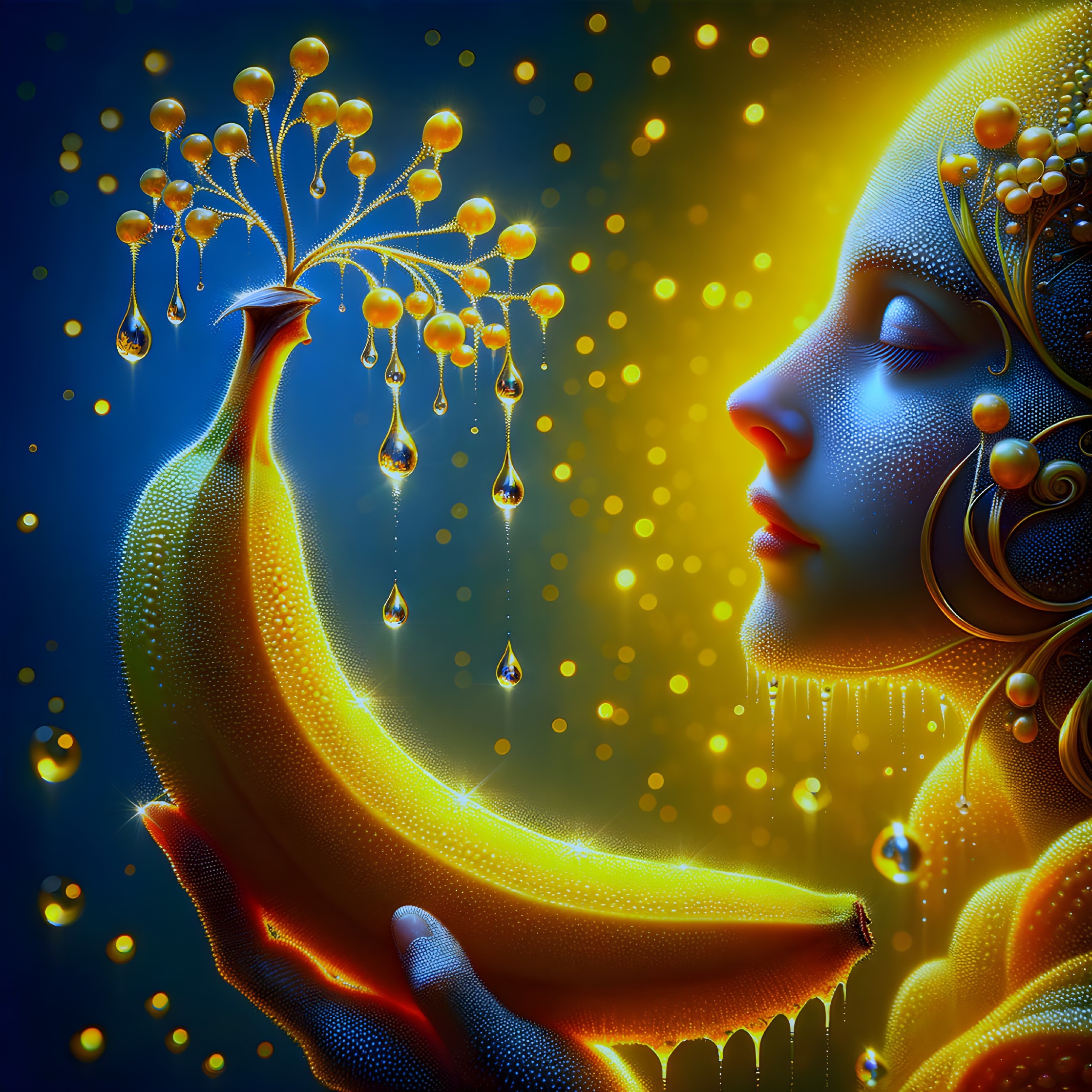 Vivid Digital Artwork of Female Figure with Feathers
