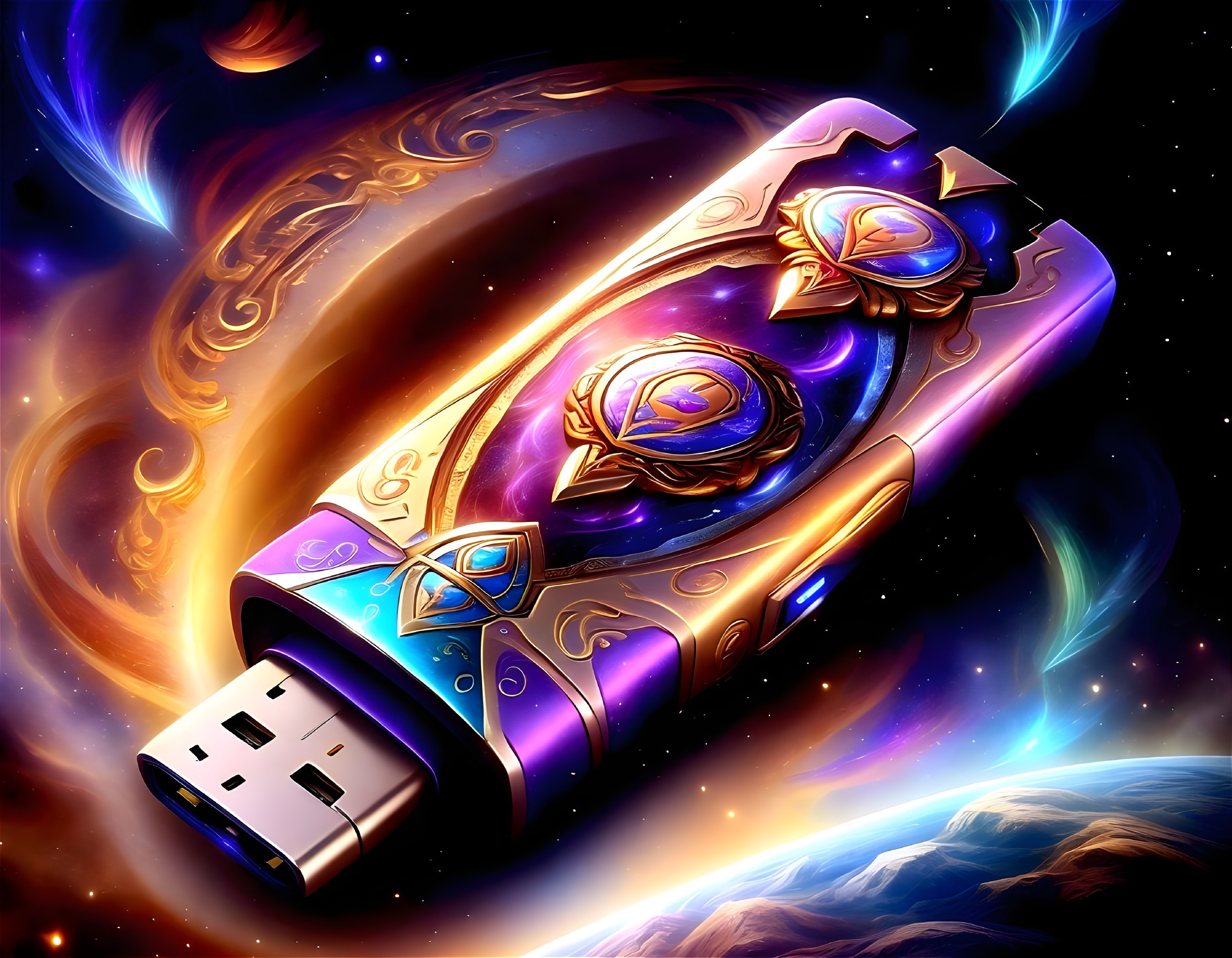 Stylized USB Flash Drive with Fantasy Decorations