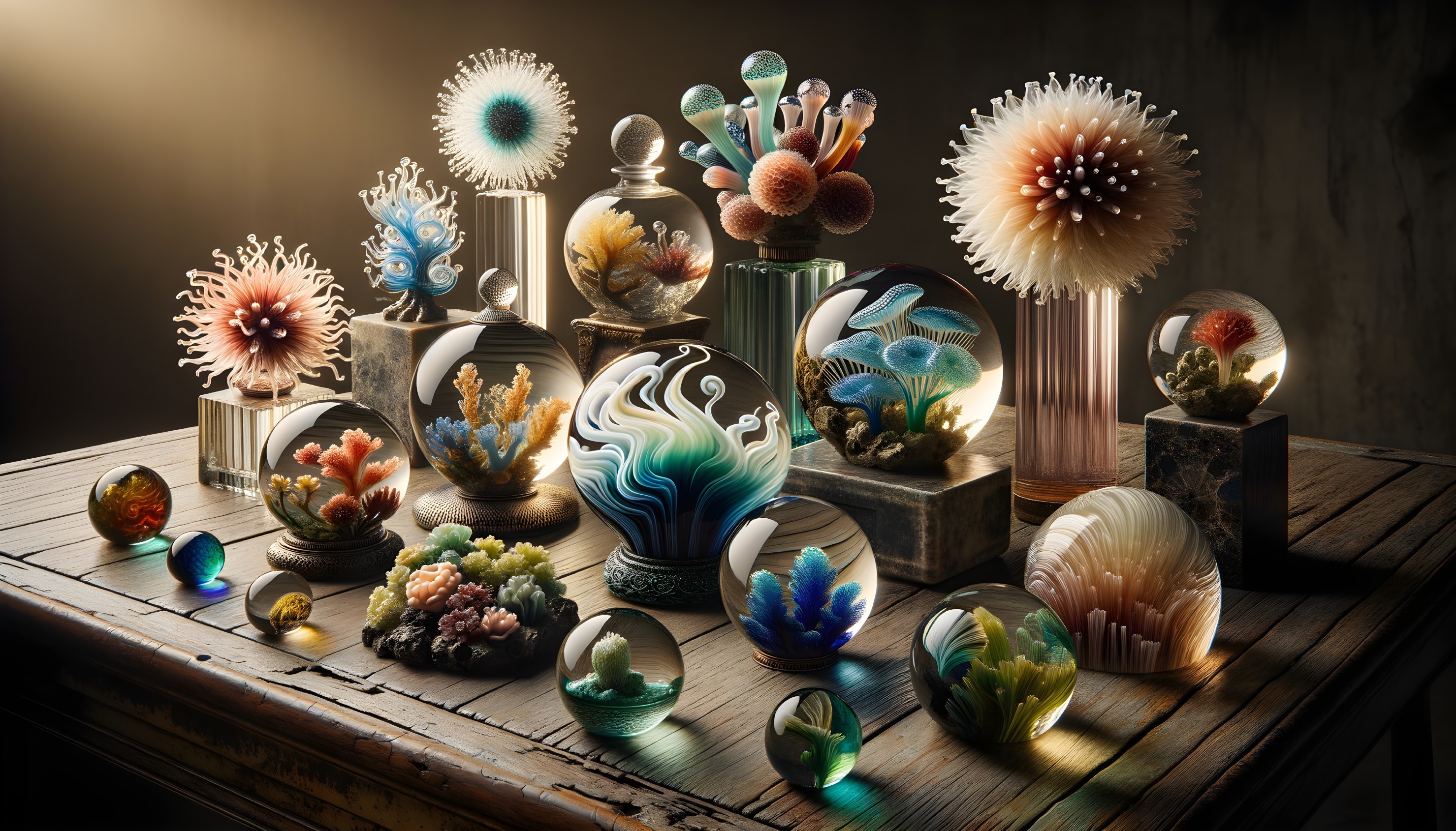 Vibrant Glass Sculptures of Marine Life and Organic Forms