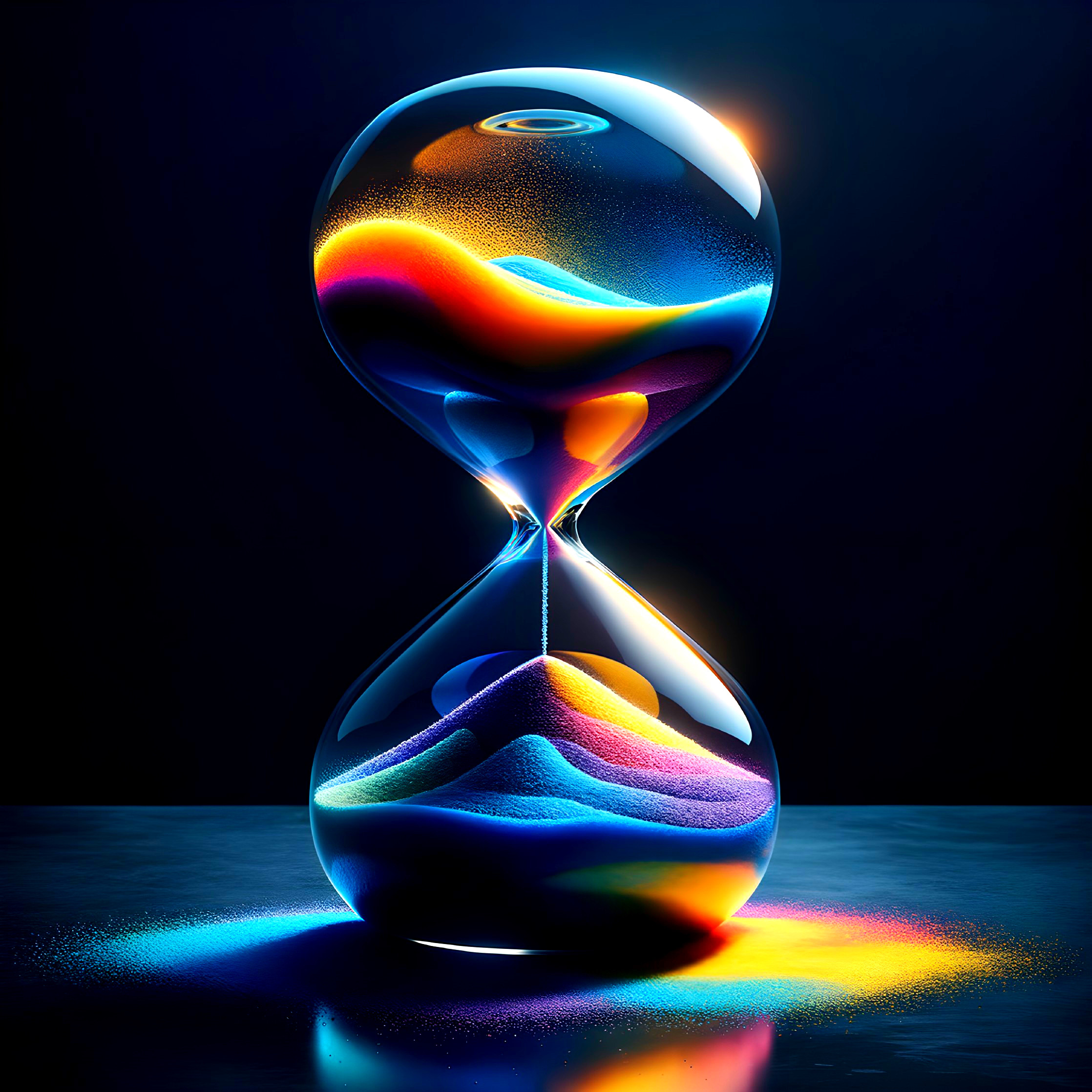 Illuminated Artistic Hourglass with Swirling Sand