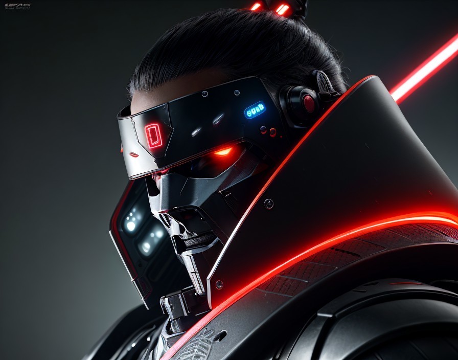 Futuristic Helmet with Illuminated Lights and Visor