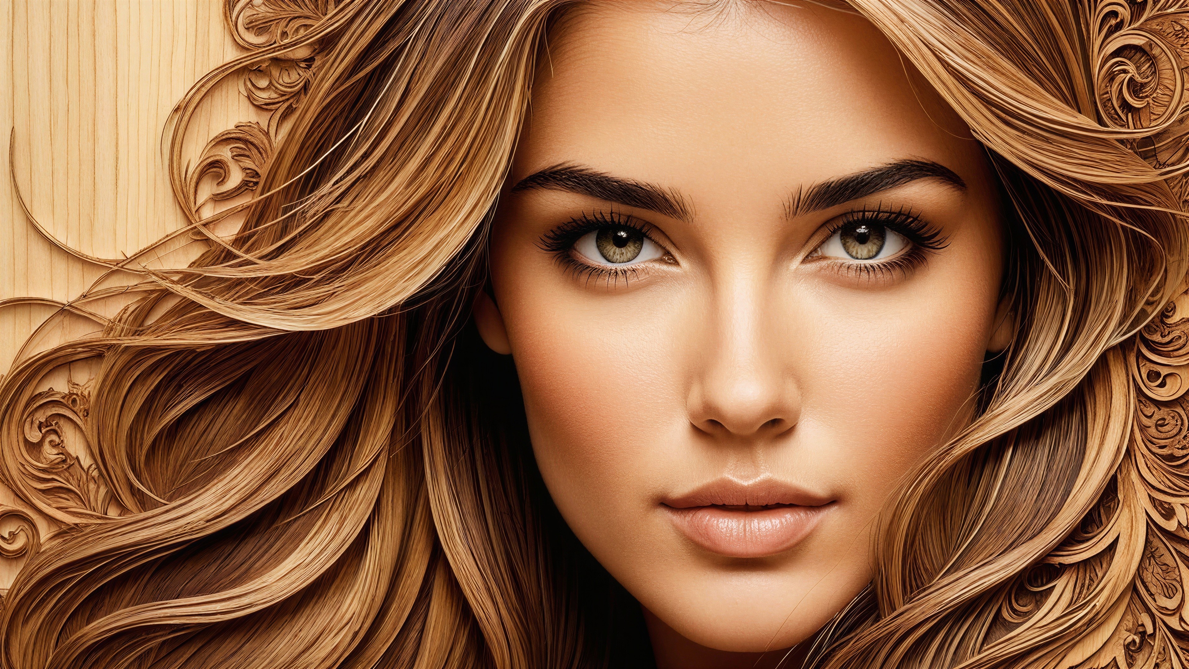 Close-up Portrait of a Young Woman with Striking Features