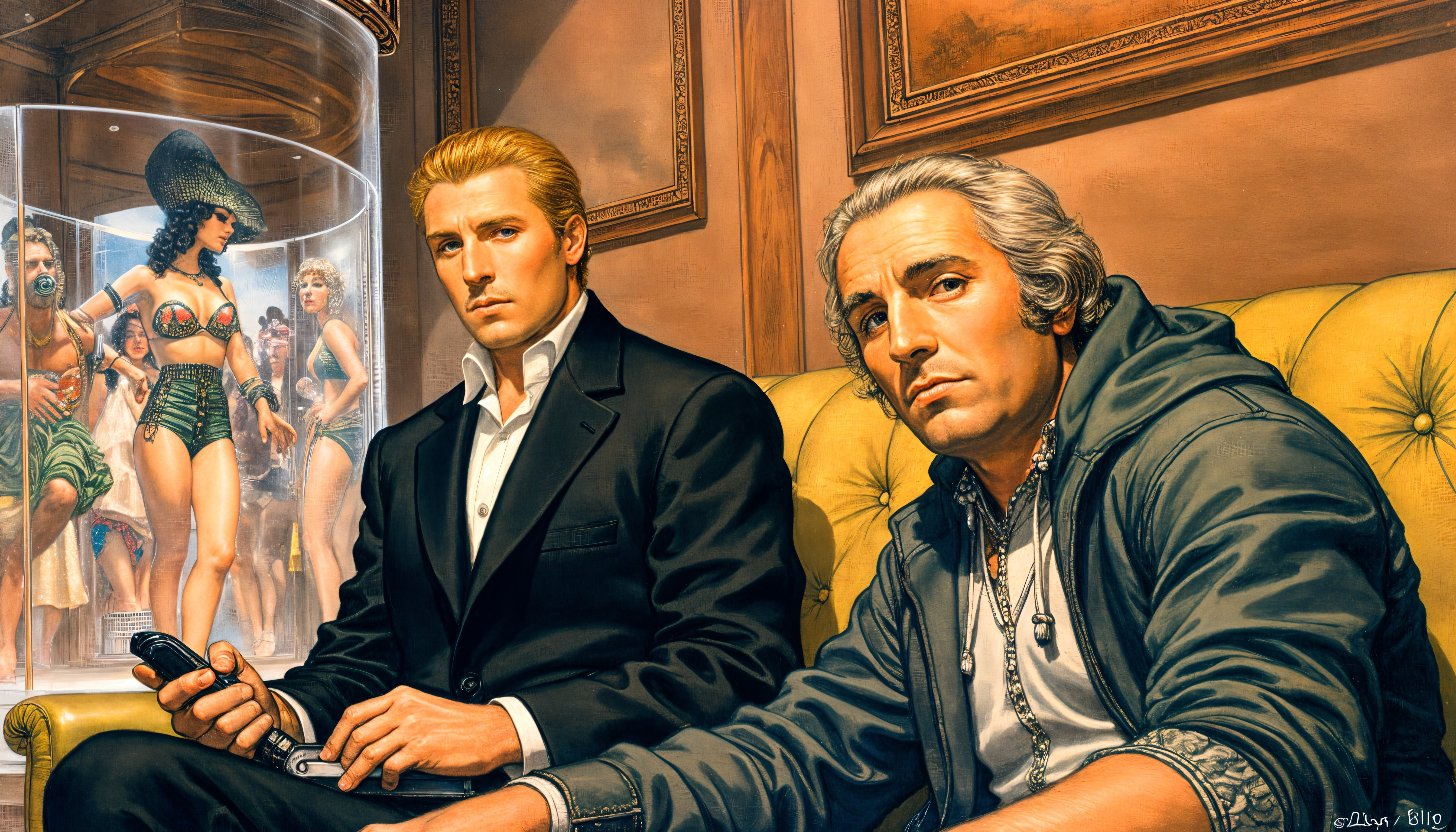 Sophisticated Scene of Two Men in Luxurious Room