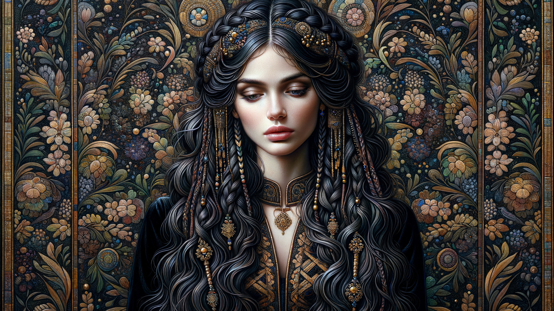 Woman with Braided Hair in Floral Background