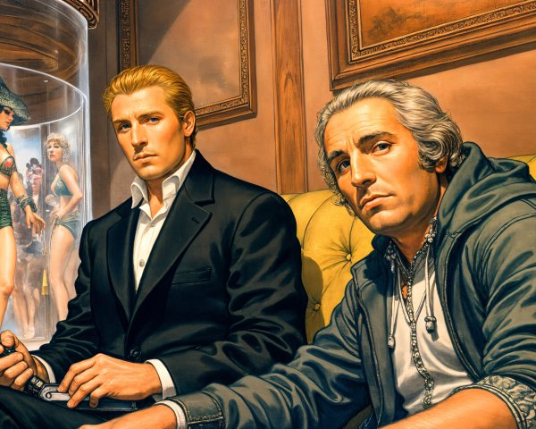 Sophisticated Scene of Two Men in Luxurious Room