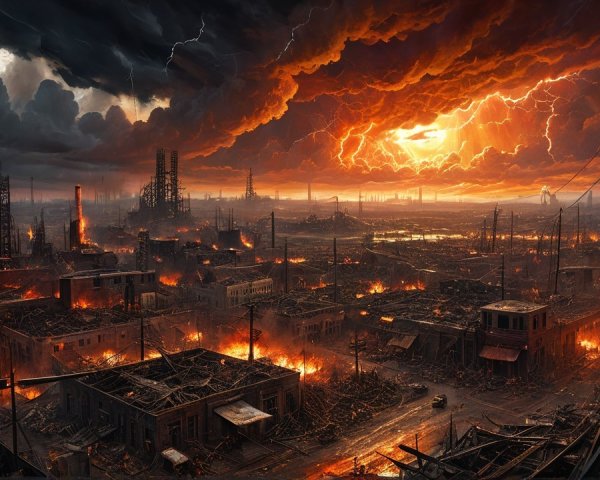 Post-Apocalyptic Landscape with Destruction and Chaos