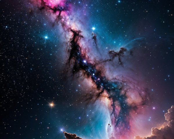 Vibrant Swirling Galaxy with Colorful Nebula Effects