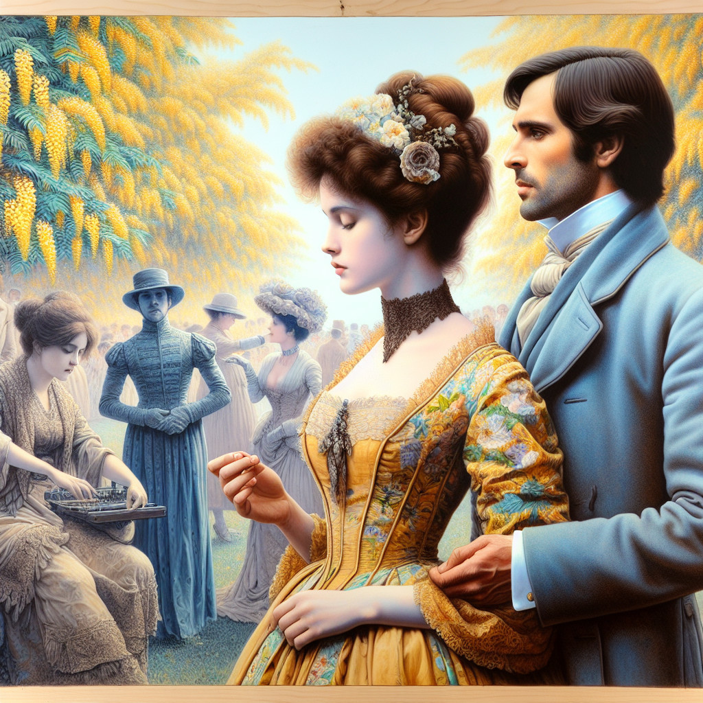 Romantic Victorian Scene in a Lush Garden Setting