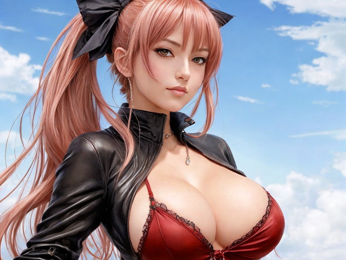 Character with Pink Hair and Black Leather Jacket