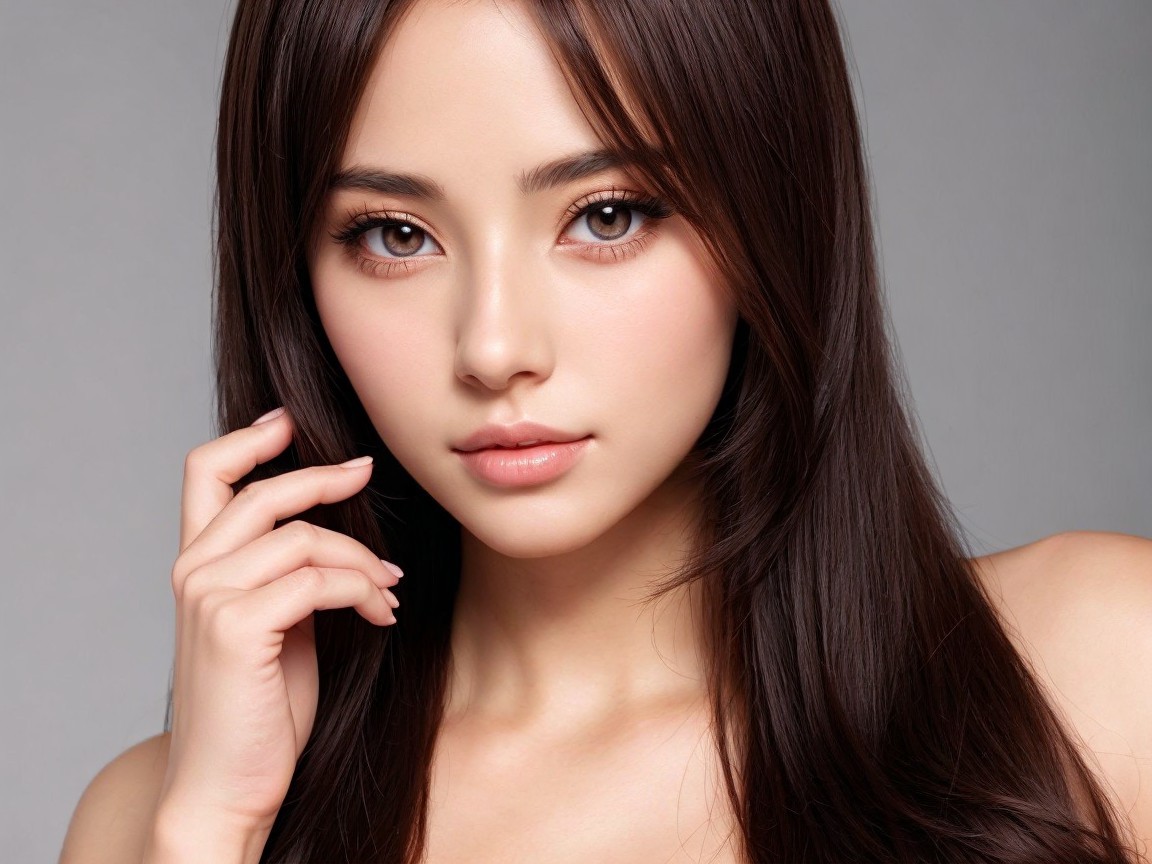 Close-Up Portrait of a Young Woman with Dark Hair