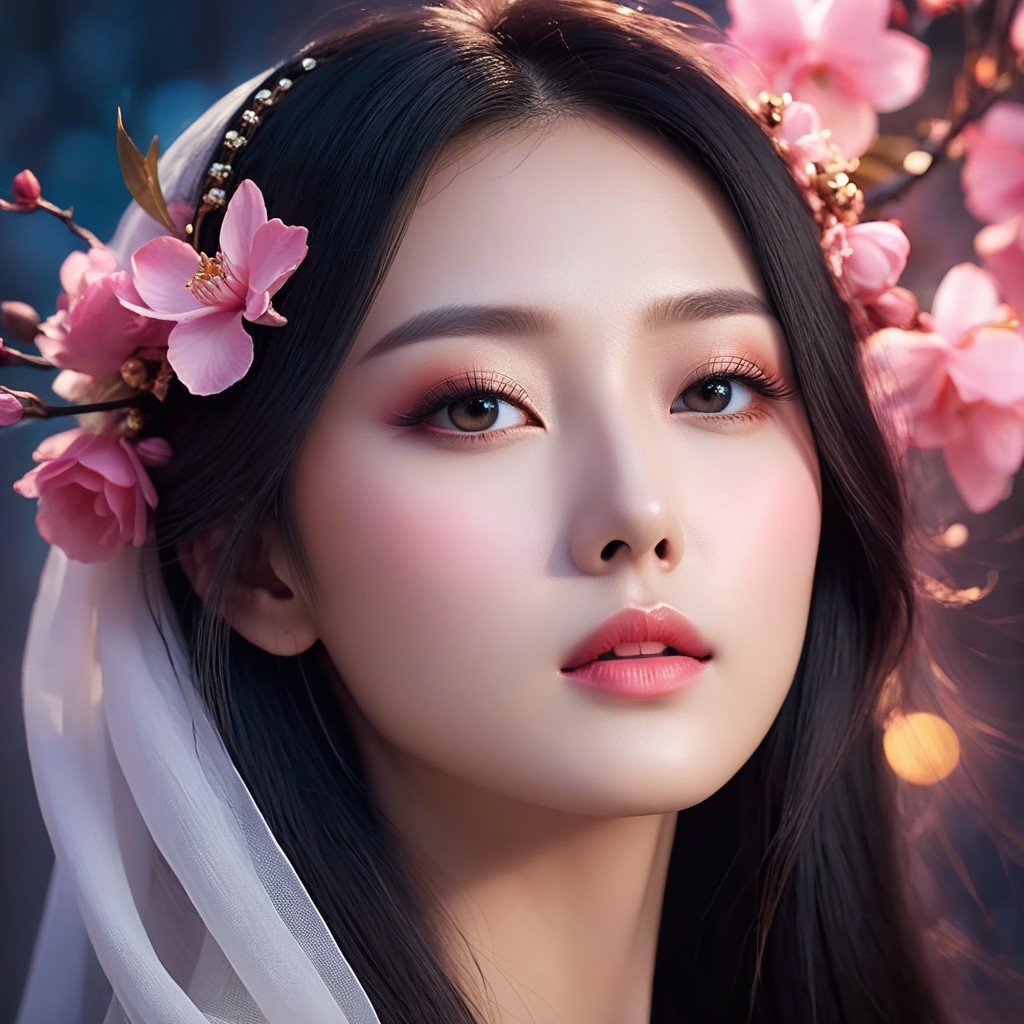 Portrait of a Young Woman with Flowers and Veil