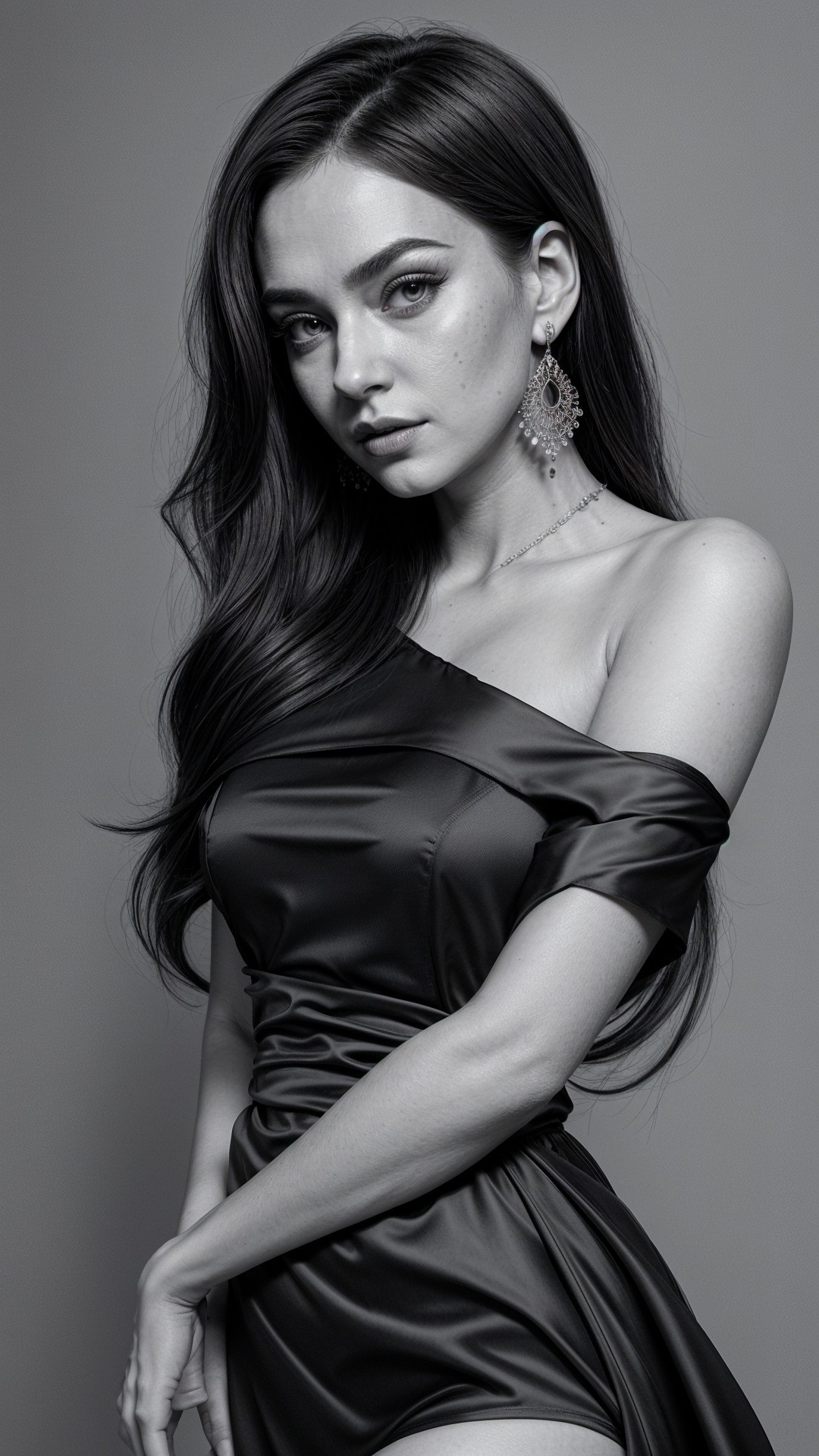 Black and White Portrait of a Confident Woman