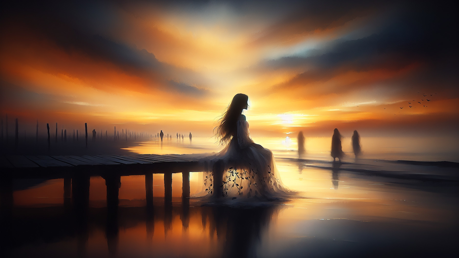 Serene sunset with vibrant colors over calm ocean