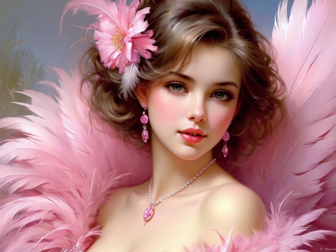 Portrait of a Woman with Voluminous Hair and Glamour