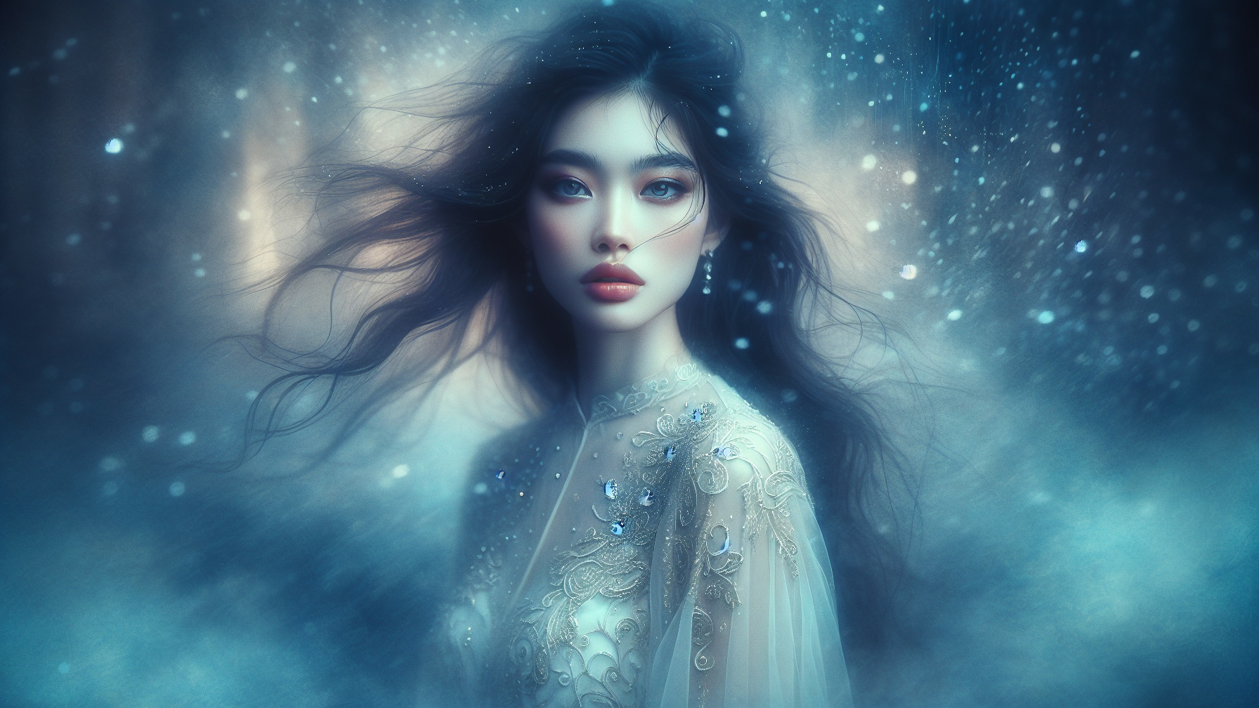 Portrait of a Young Woman in Dreamlike Atmosphere