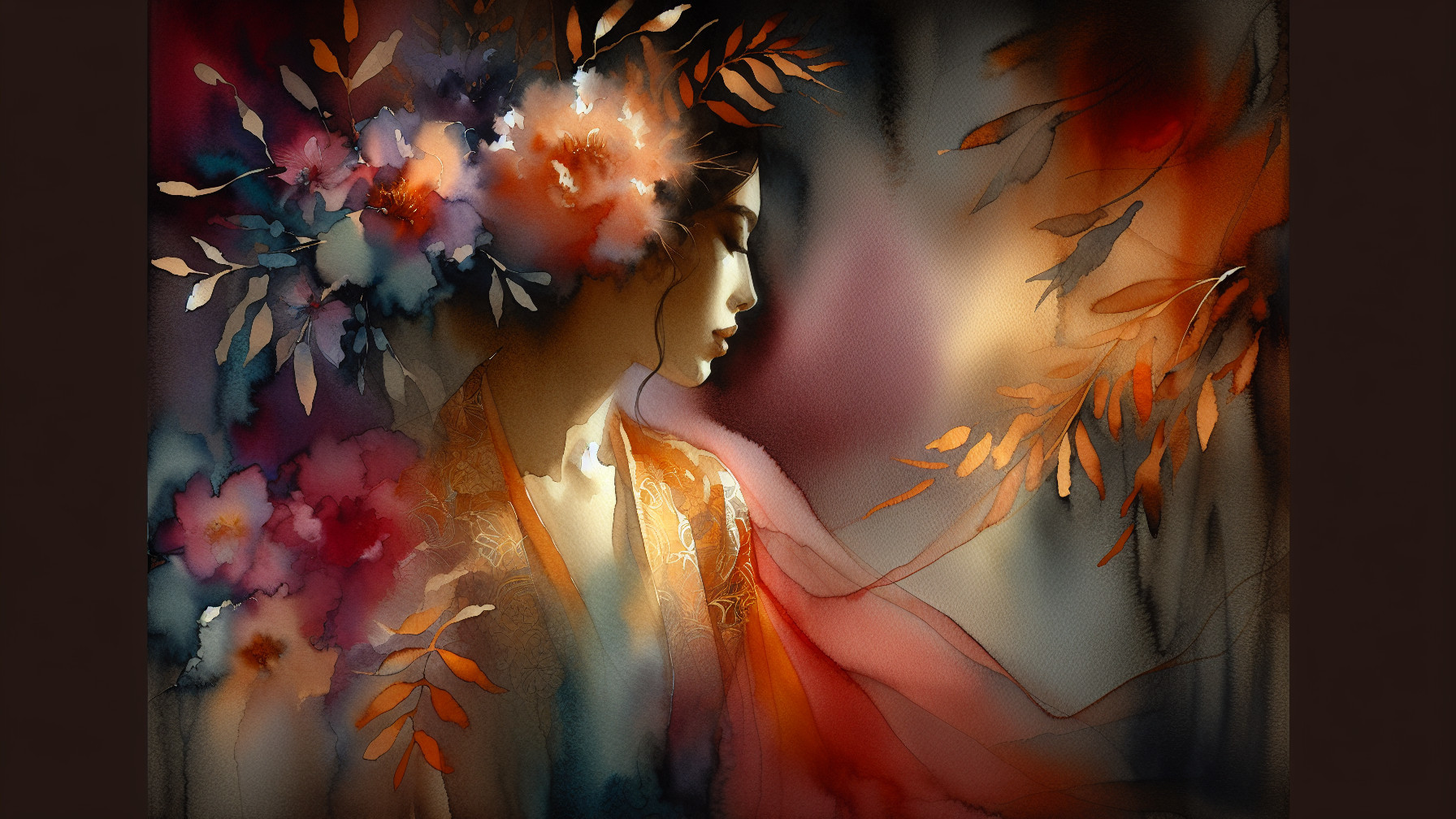 Serene Portrait of a Woman with Vibrant Flowers