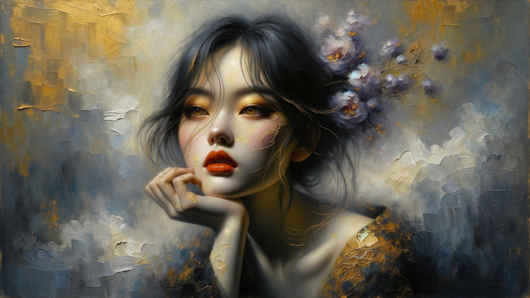 Captivating Young Woman in Elegant, Textured Setting