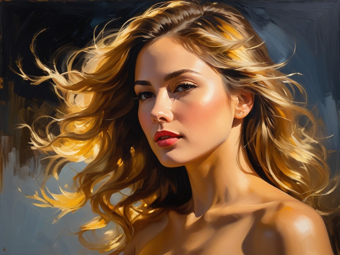 Portrait of a Woman with Blonde Hair and Warm Glow