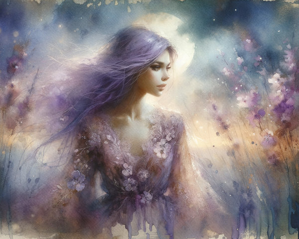 Dreamy Portrait of a Woman in Floral Gown