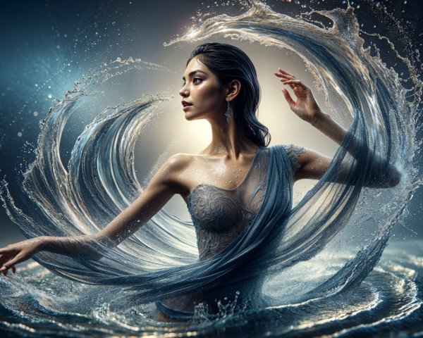 Elegant Woman in a Dreamy Water Scene