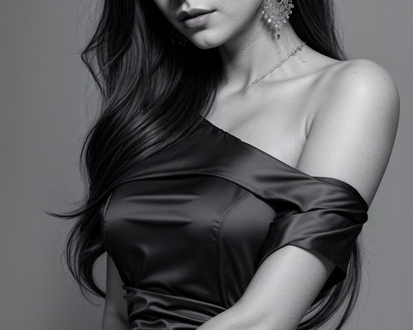 Black and White Portrait of a Confident Woman