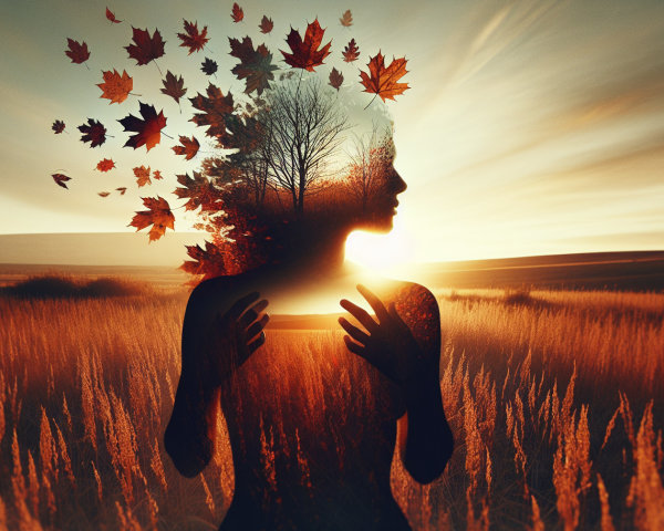 Silhouette of Woman Against Vibrant Sunset Landscape