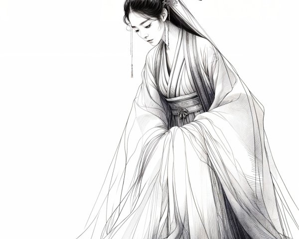 Elegant Figure in Traditional Garment with Intricate Details