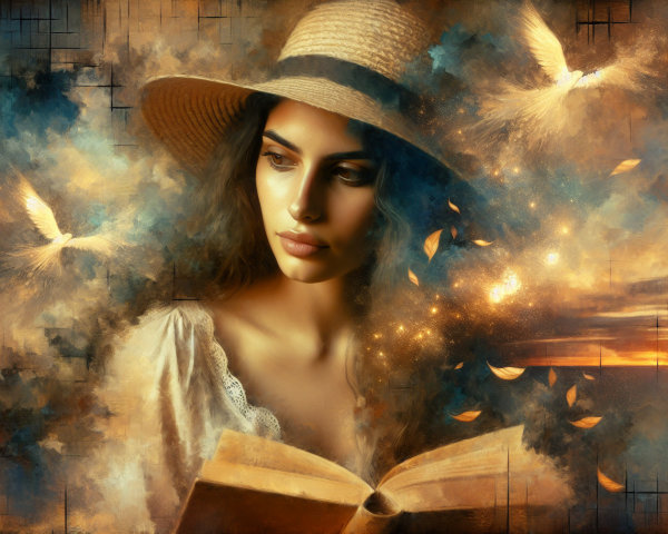 Serene Portrait of a Young Woman with a Book