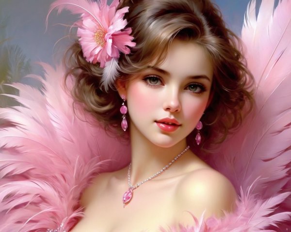 Portrait of a Woman with Voluminous Hair and Glamour