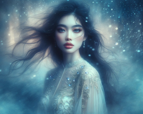 Portrait of a Young Woman in Dreamlike Atmosphere