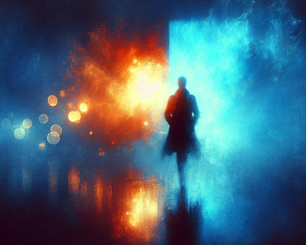 Solitary Figure at the Threshold of Two Realms